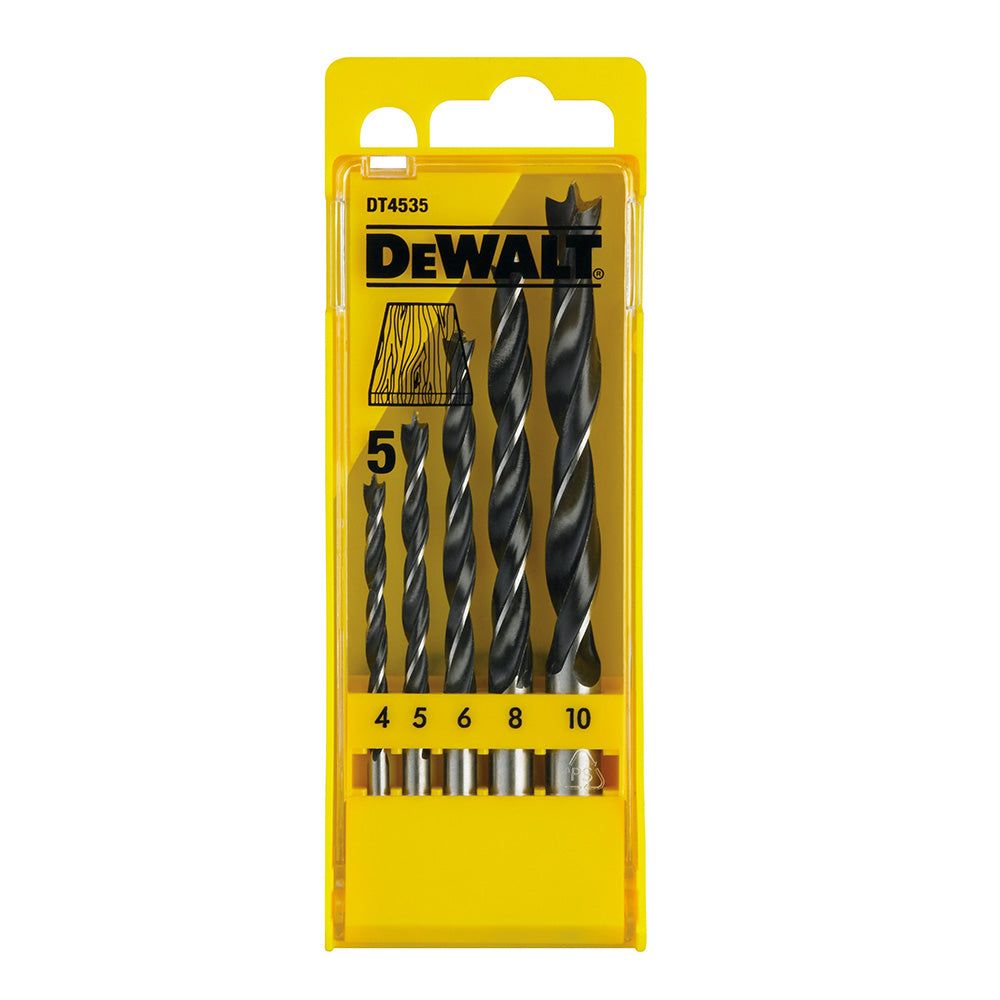 DEWALT GARNITURA SPIRALNIH SVEDROV ZA LES DEWALT DT4535, spiral., cilindr. vpetje. 4/5/6/8/10mm, 5 kos. (DT4535)
