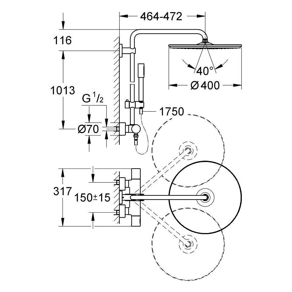 PIPA GROHE RAINSHOWER SYSTEM FI 400 27174 001
