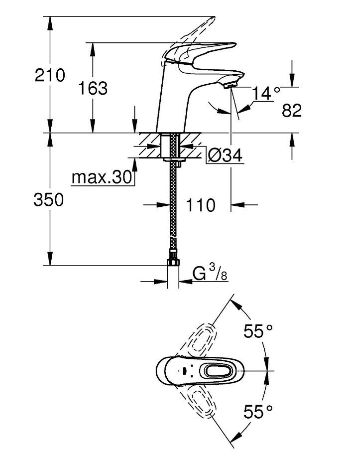 PIPA GROHE EUROSTYLE ZA UM. BREZ SIF 32468 003