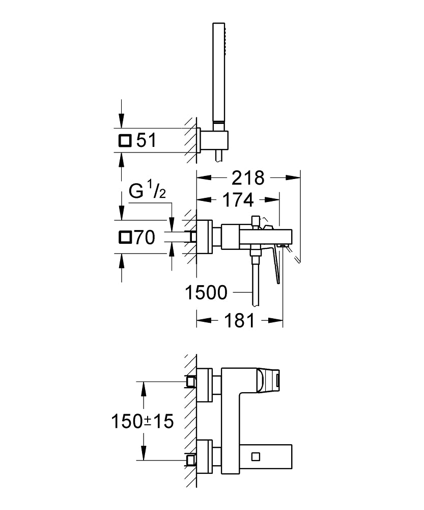 PIPA GROHE EUROCUBE ZA KAD KOMPLET 23141 000