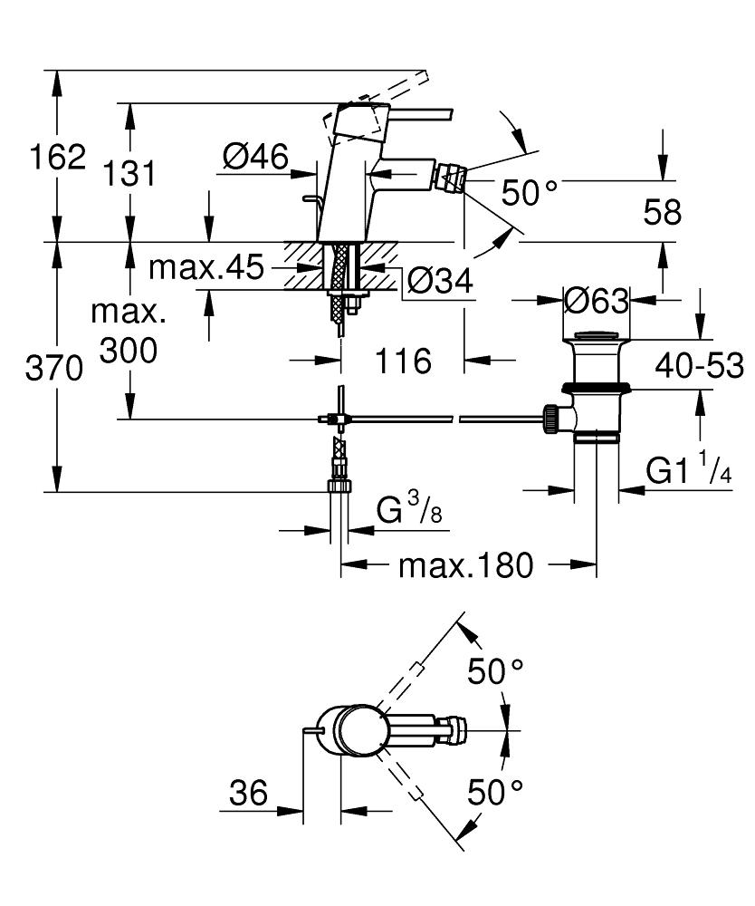 PIPA GROHE CONCETTO NEW ZA BIDE 32208 001