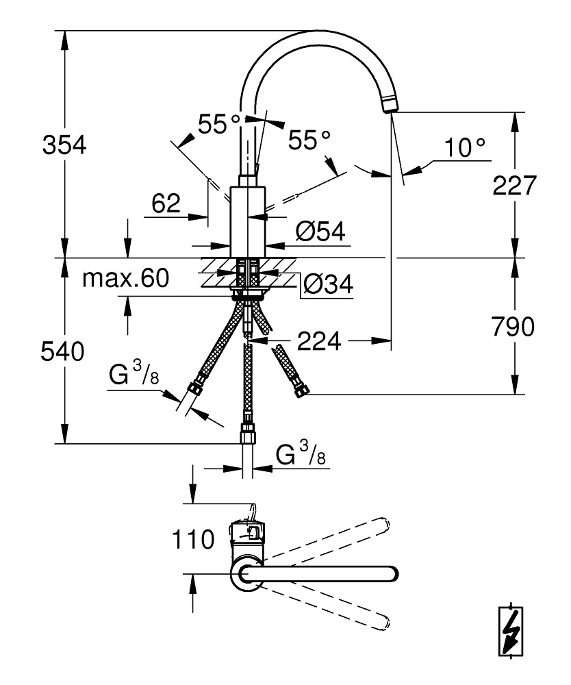 PIPA GROHE EUROSMART COSM. KUH 3-CEV 31180 000