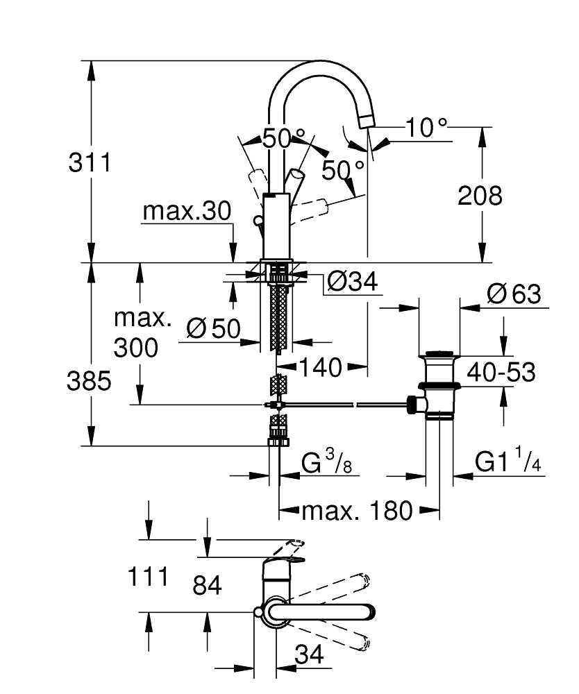 PIPA GROHE EUROSMART ZA UMIV VISOKA 23537 002