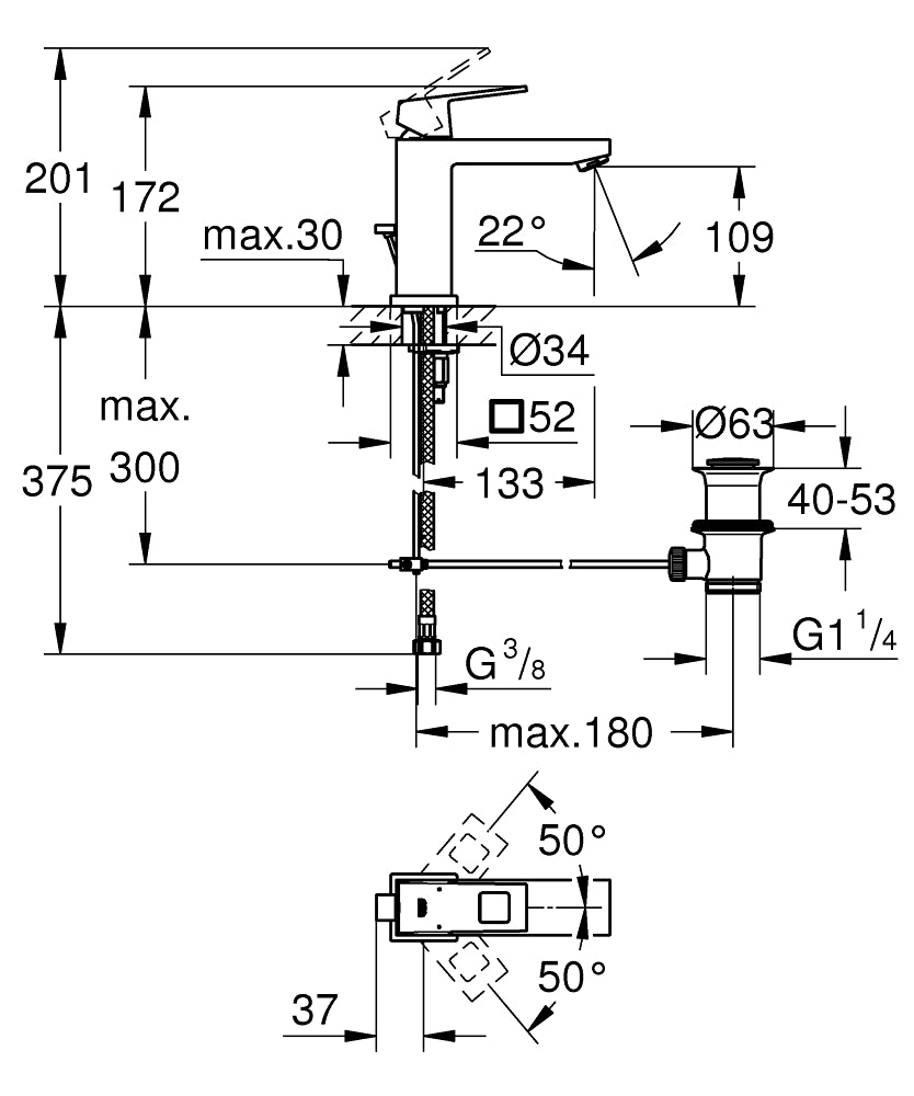 PIPA GROHE EUROCUBE ZA UMIVALNIK 23445 000