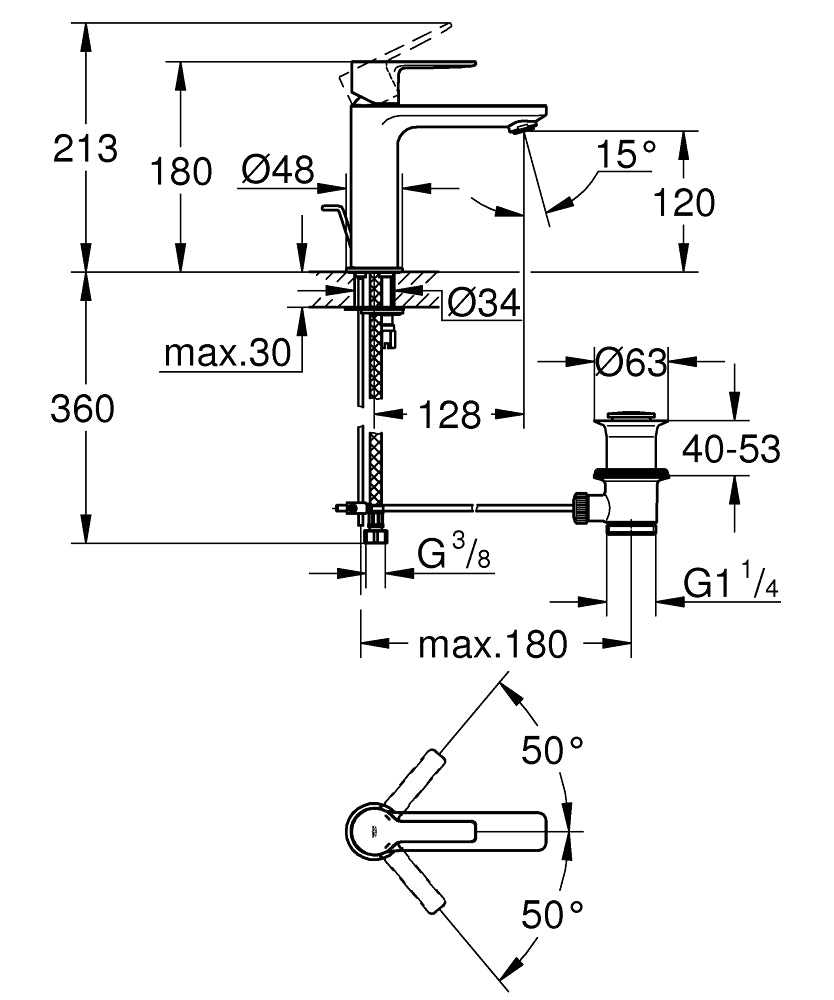 PIPA GROHE LINEARE ZA UMIVALNIK 32114 001