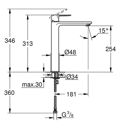 PIPA GROHE LINEARE XL VIS.ZA UMIVAL. 23405 001