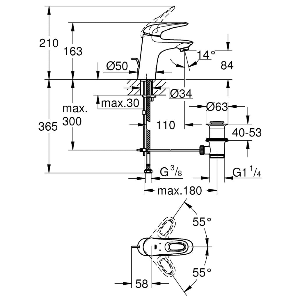 PIPA GROHE EUROSTYLE ZA UMIVALNIK 33558 003