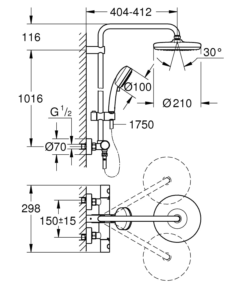 PIPA GROHE TEMPESTA COS. 210 ZA TUŠ 27922 001