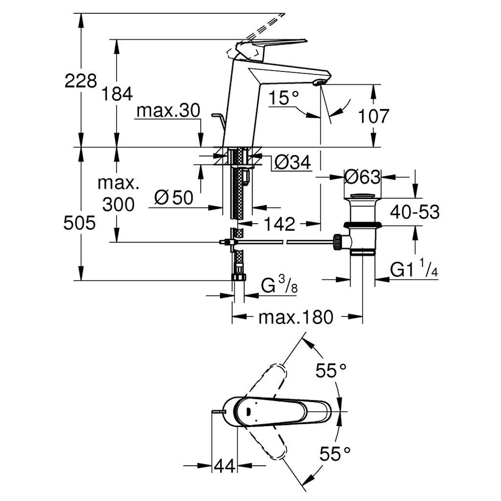 PIPA GROHE EURODISC ZA UMIVALNIK 23448 002