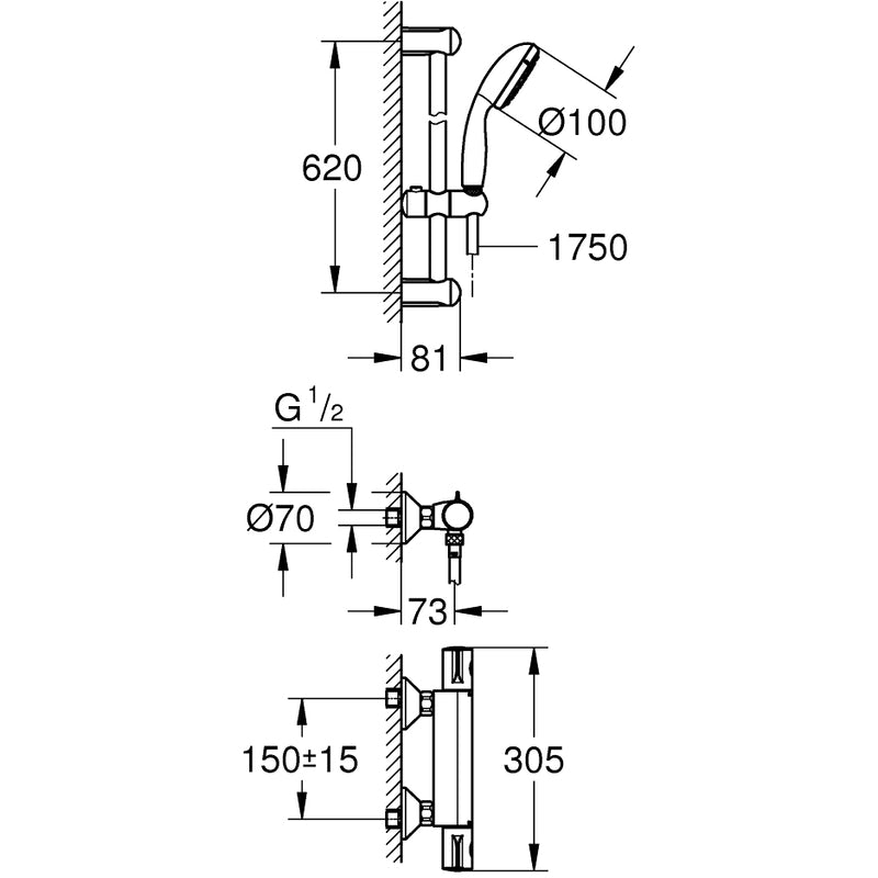 PIPA GROHE GROHTERM 800 ZA TUŠ S KON 34565 001