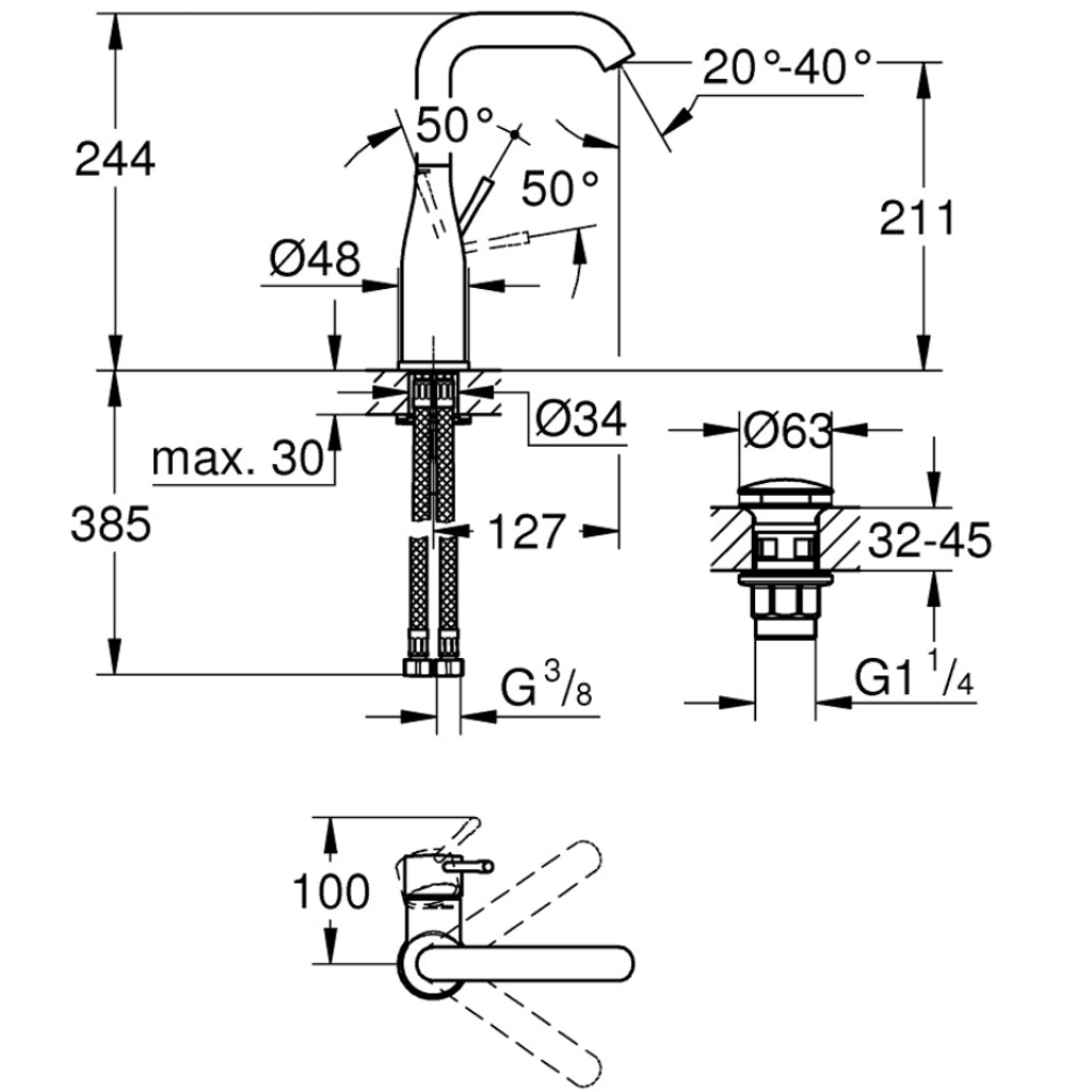 PIPA GROHE ESSENCE NEW UMIV. L-SIZE 23799 001