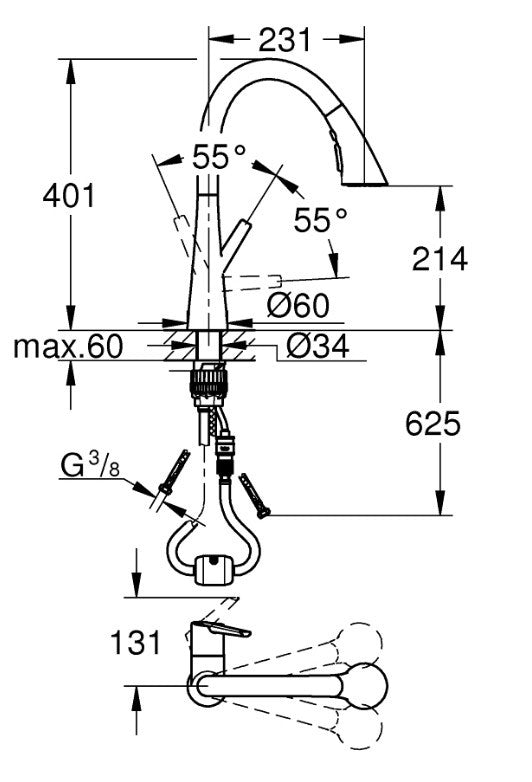 PIPA GROHE ZEDRA KUHINJSKA IZVLEČNA 32294 002
