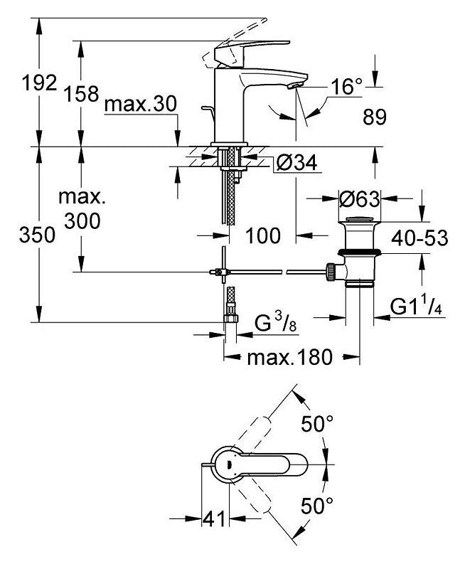 PIPA GROHE EUROSTYLE COSMO UMIVALNIK 23037 002