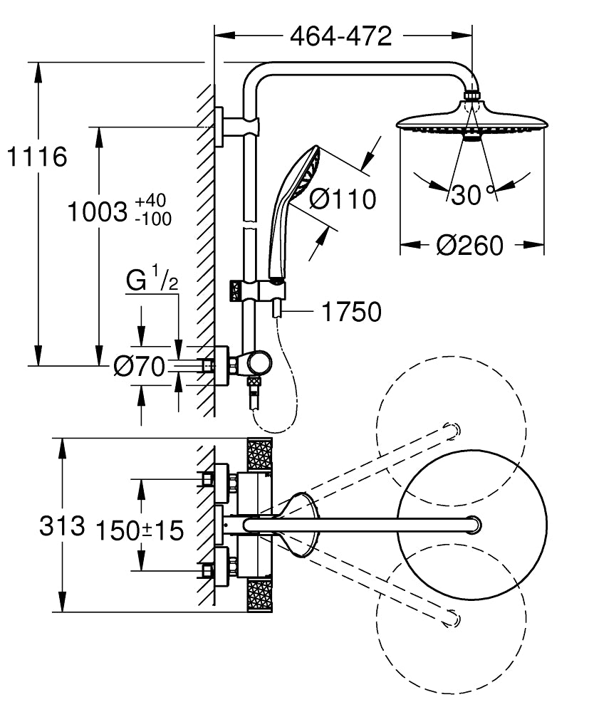 PIPA GROHE EUPHORIA SYSTEM 260 27296 003