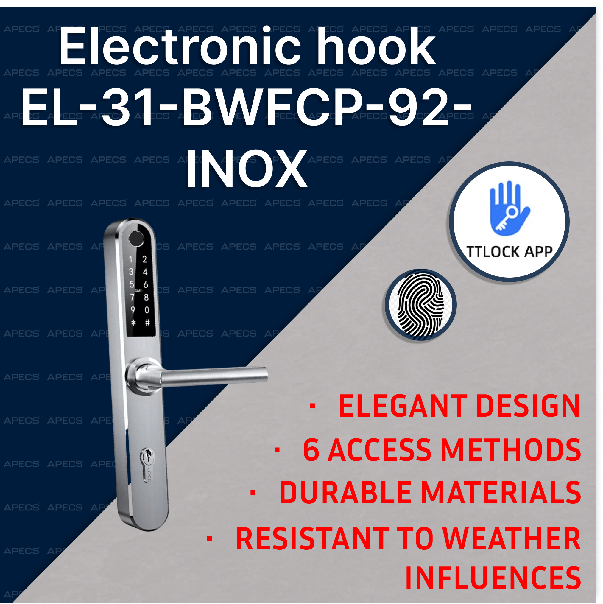 Elektronska ključavnica APECS EL-31-BWFCP-92-INOX (w/o body)