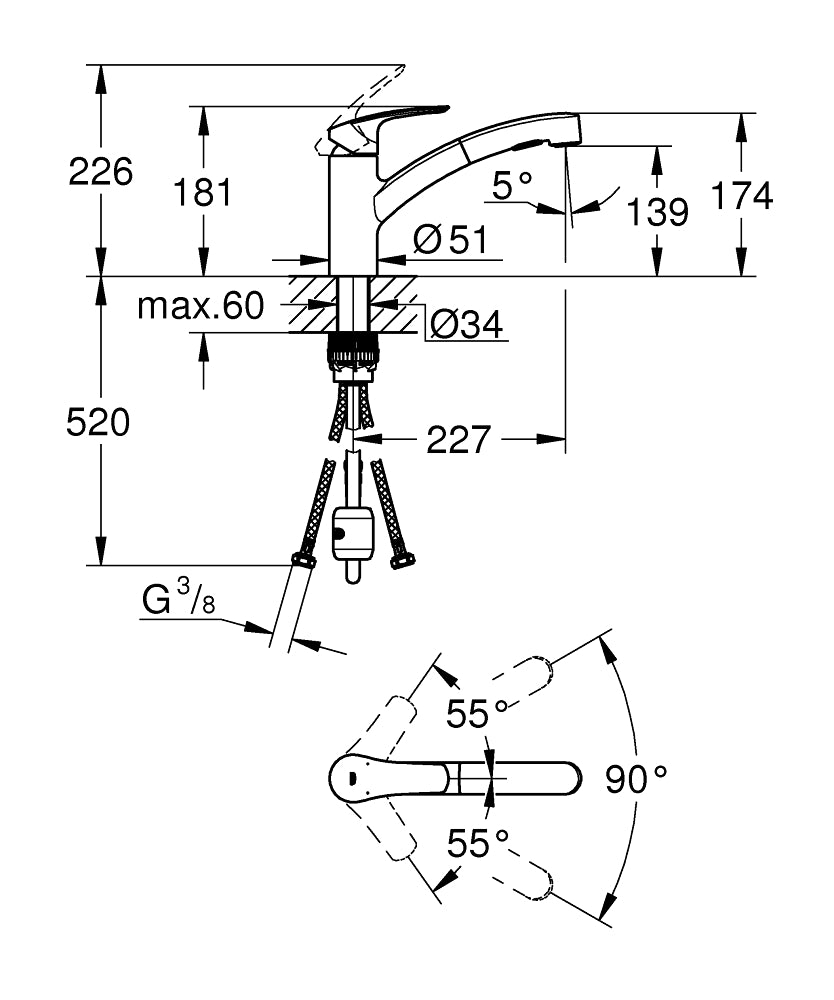 PIPA GROHE EUROSMART KUH. IZVLEČNA 30305 001
