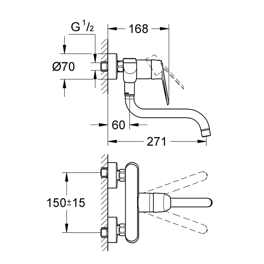 PIPA GROHE EURODISC KUHINJSKA STENSK 33772 002