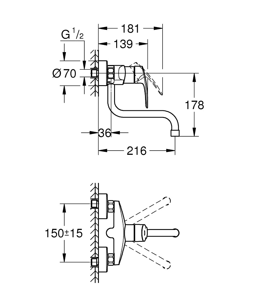 PIPA GROHE EUROSMART KUH ZIDNA 31391 003