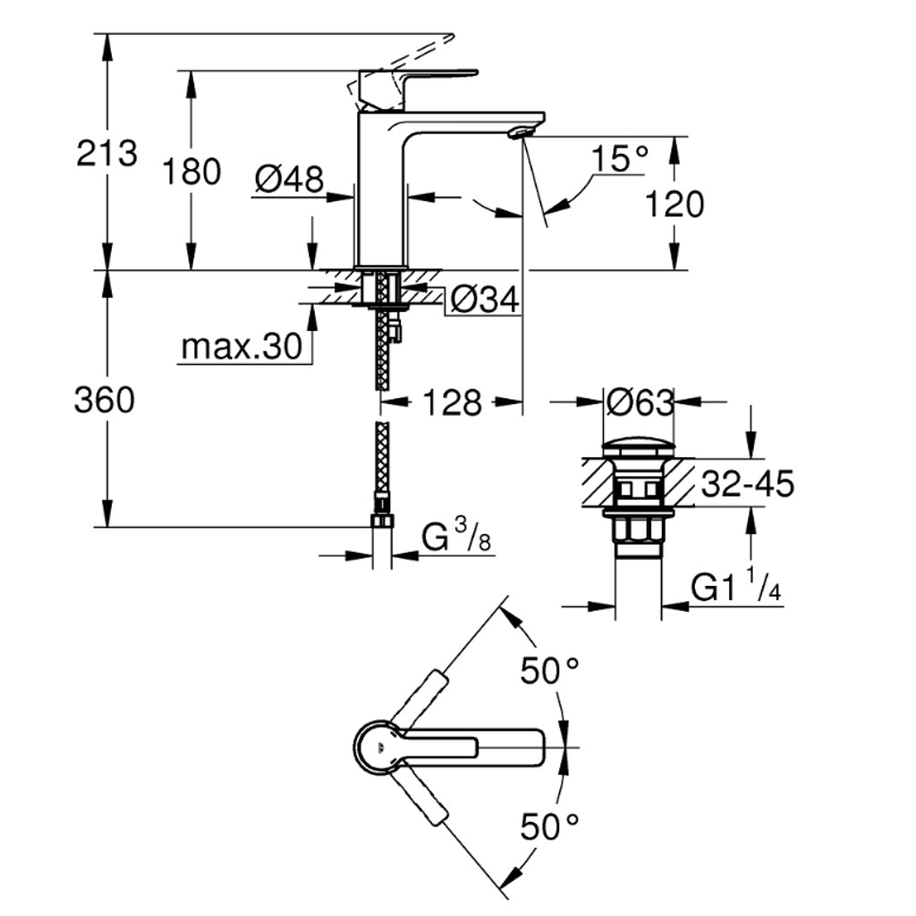 PIPA GROHE LINEARE 23106 DC1