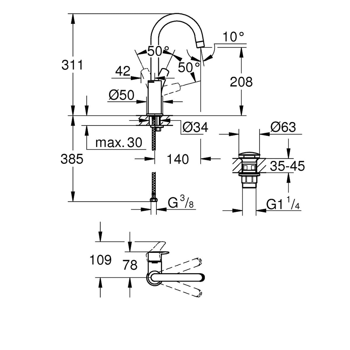 PIPA GROHE EUROSMART ZA UMIV VISOKA 23970 003