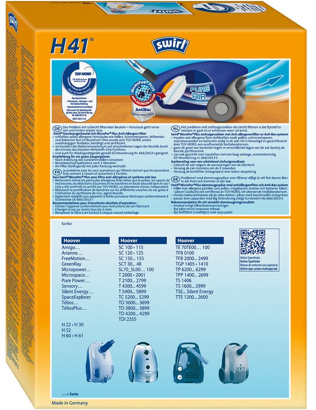 Swirl vrečke za sesalec H41