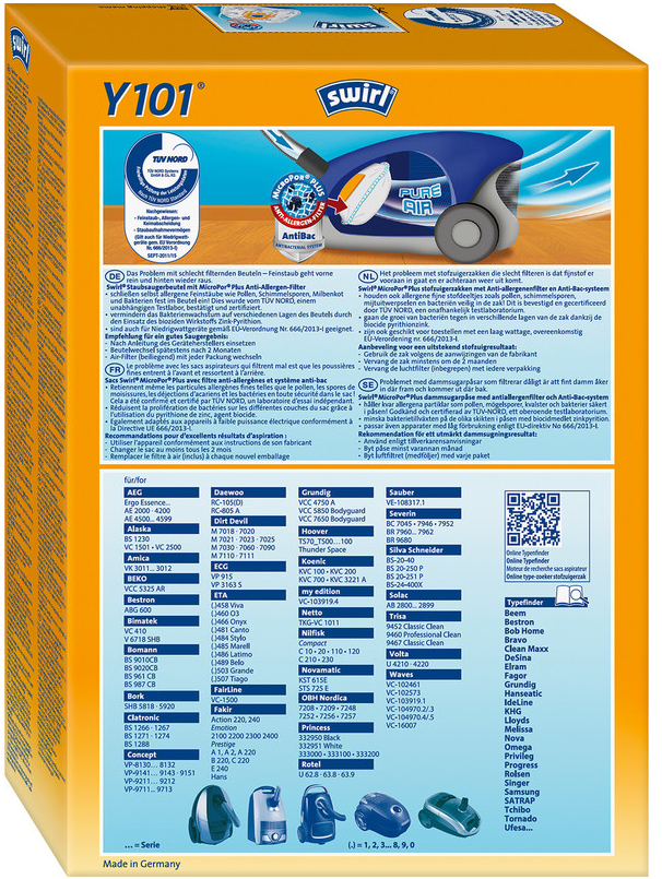 Swirl vrečke za sesalec Y101