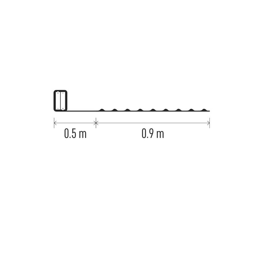 LED božična nano veriga bakrena, 0,9 m, 2x AA, notranja, topla bela, časovnik