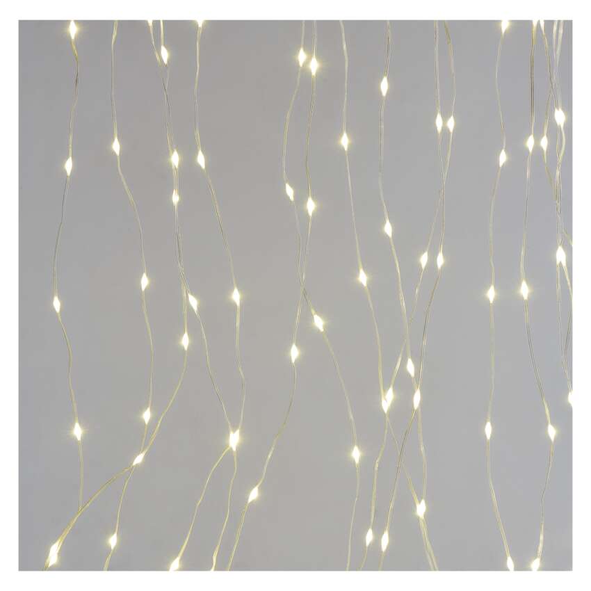 LED božična nano veriga drop zavesa, 1,7x2 m, zunanja in notranja, topla bela, programi