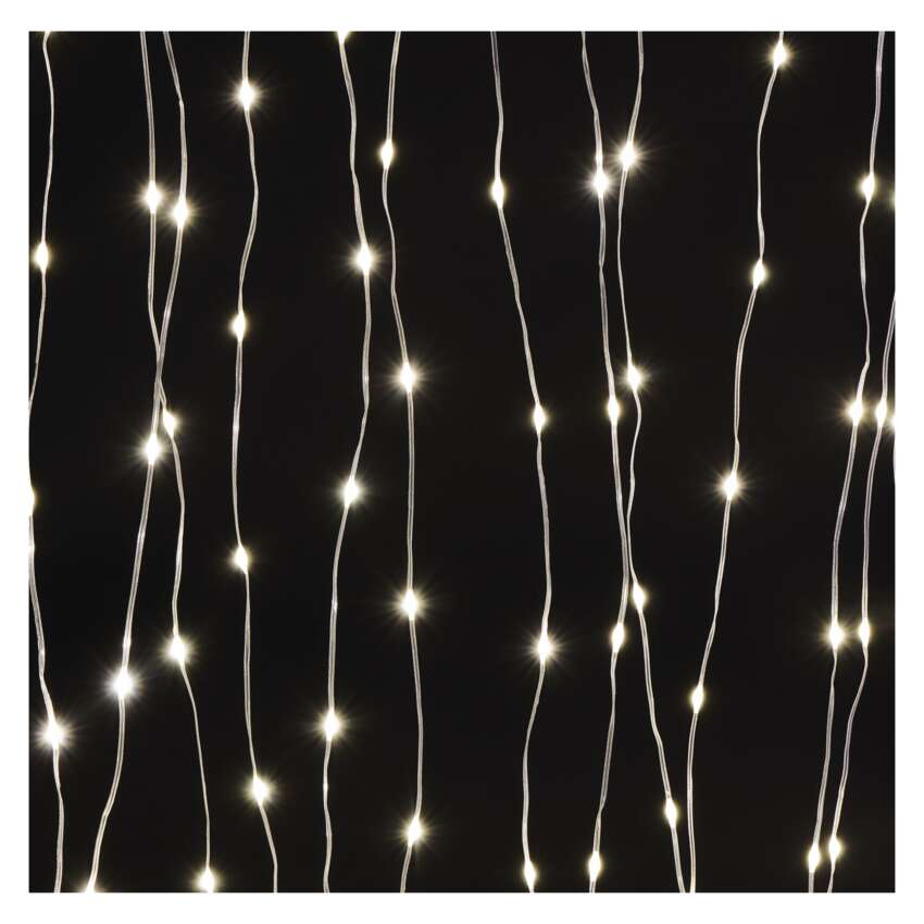 LED božična nano veriga drop zavesa, 1,7x2 m, zunanja in notranja, topla bela, programi