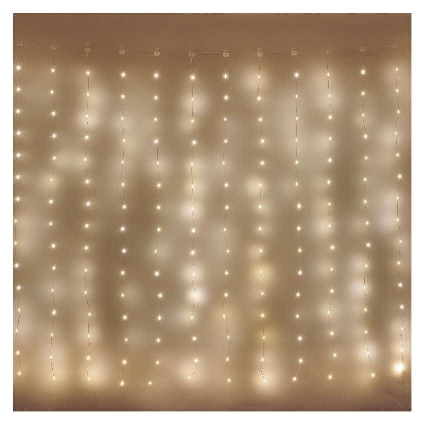 LED božična nano veriga drop zavesa, 1,7x2 m, zunanja in notranja, topla bela, programi