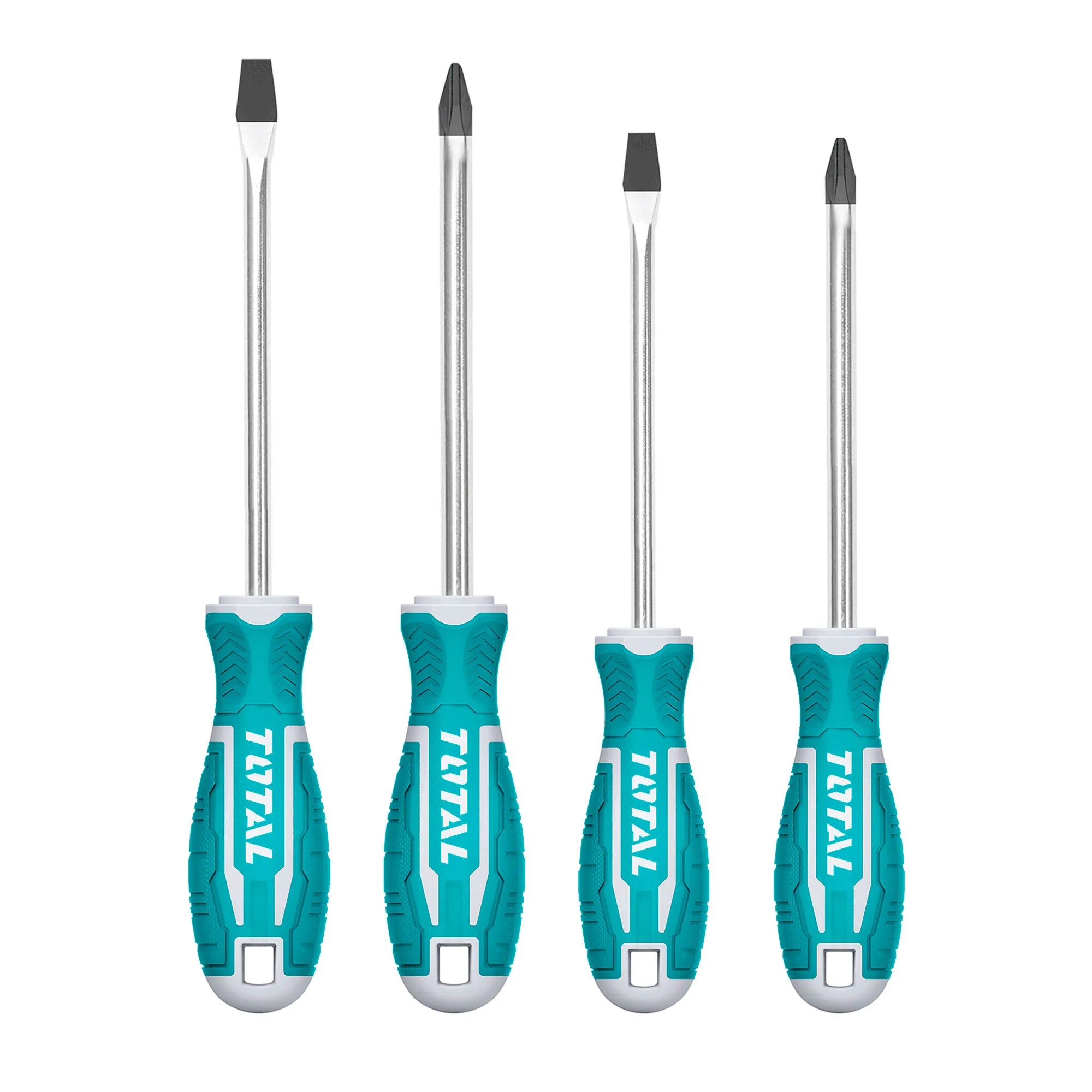 4-delni set izvijačev, CRV/ SL5.5X100mm/SL6.5X150mm/ PH1X100mm/ PH2X150mm (THT250604) TOTAL