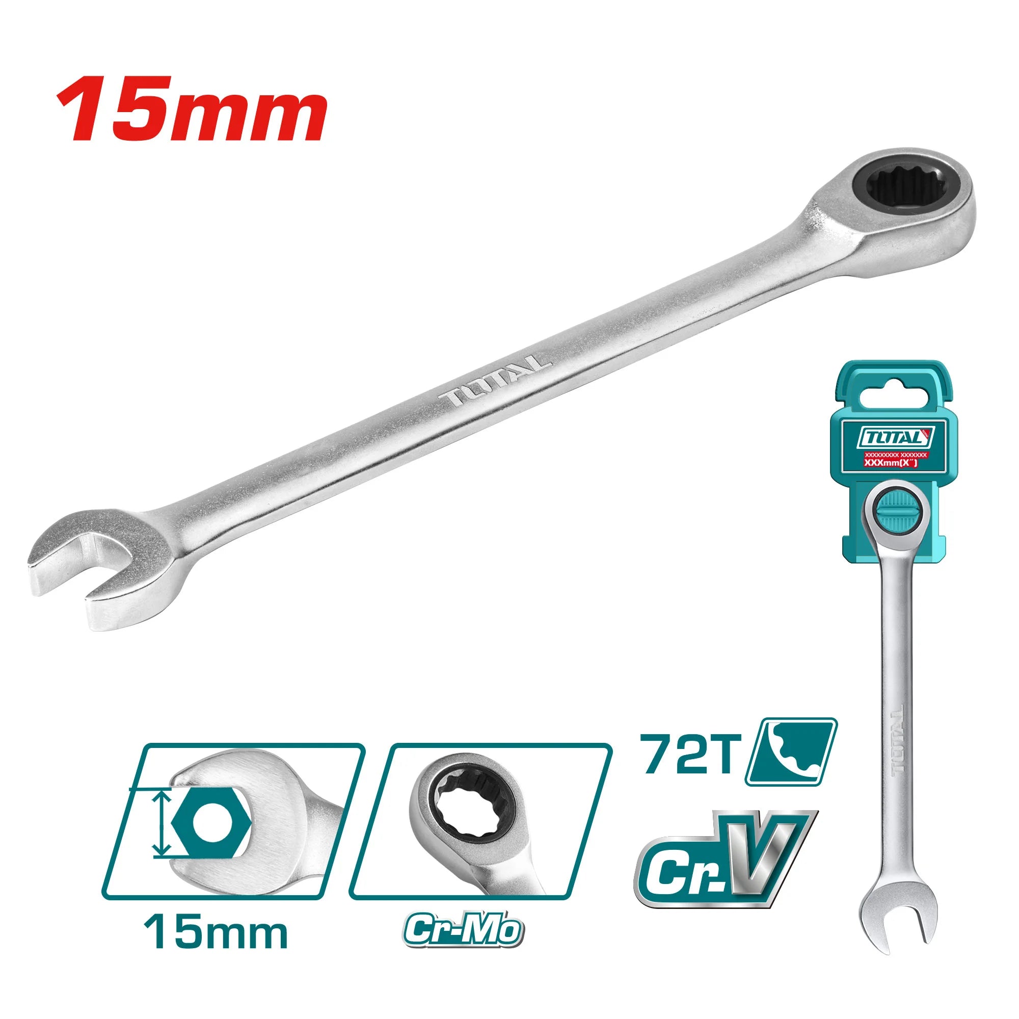 Ključ z ragljo 15mm/200mm/ INDUSTRIAL (TCSPAR151) TOTAL