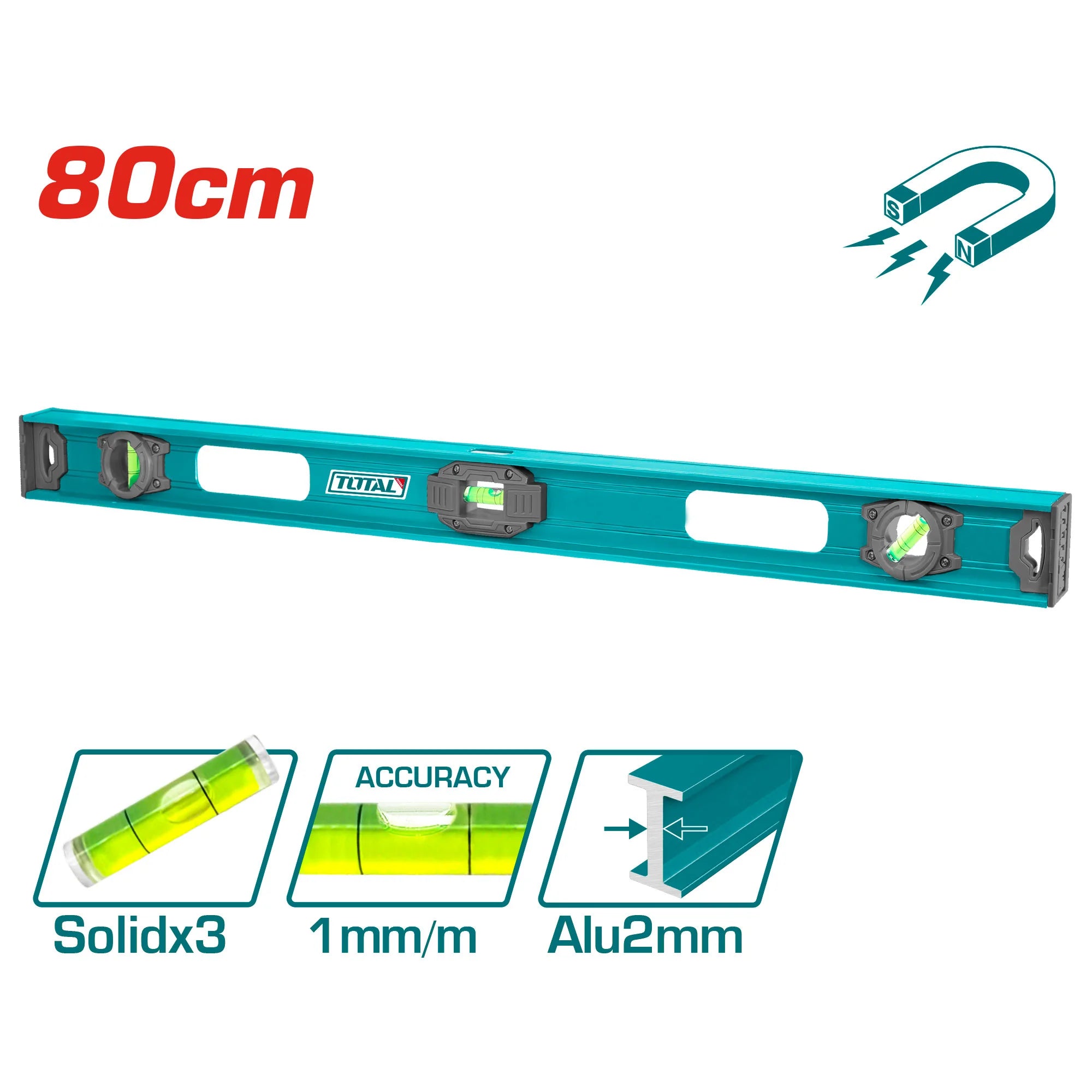 Vodna tehtnica/libela 80cm z magnetom (TMT28026) TOTAL