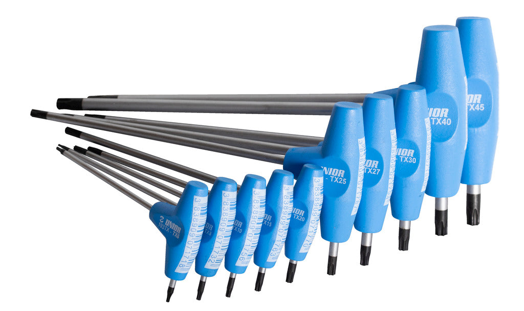 Unior izvijači TORX s T ročajem  Art.193TXCB TX 6 - TX 45 (608880)