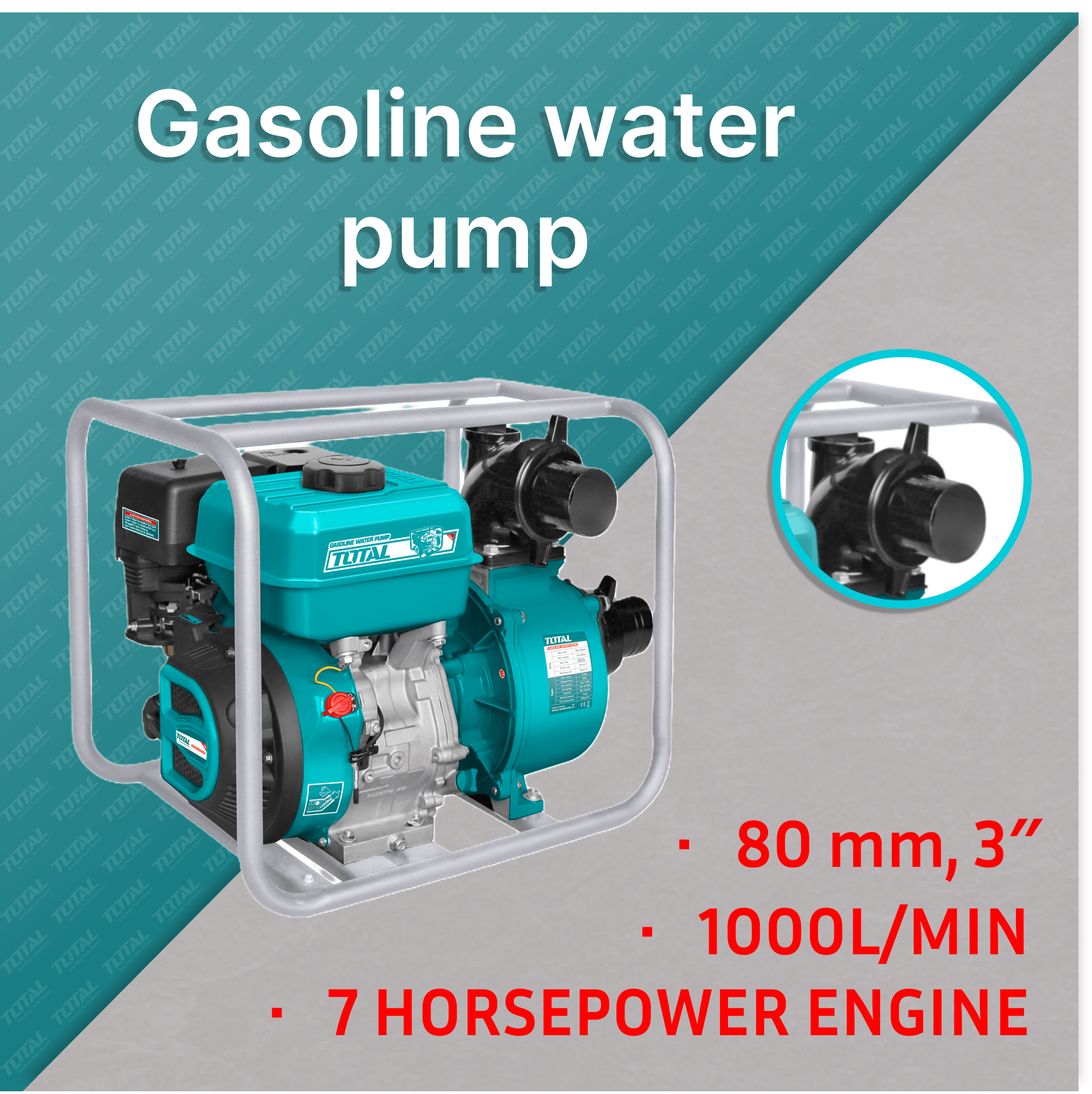 Vodna črpalka bencinska, 80mm/7hp/1000L/min/ INDUSTRIAL (TP3302)