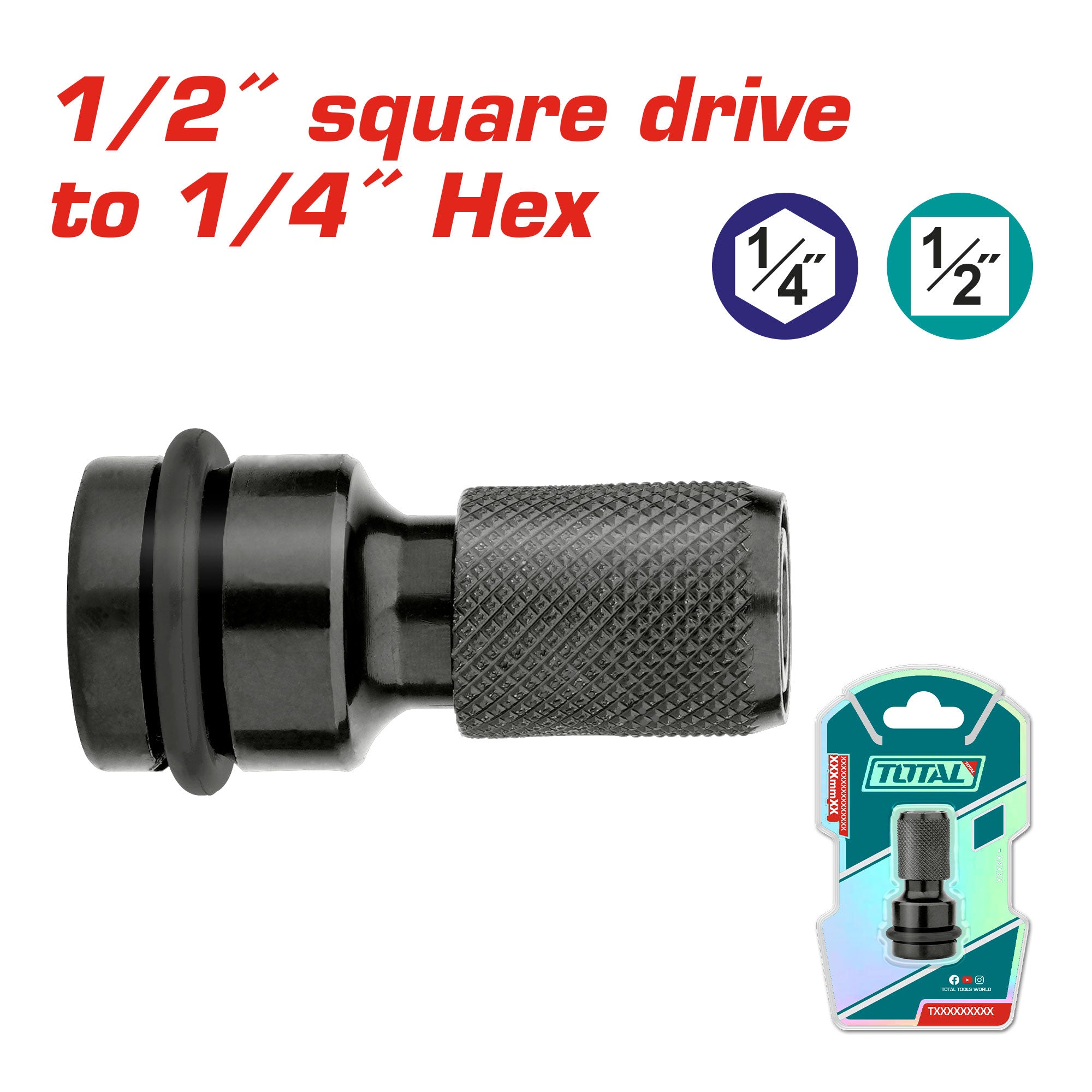 1/2 Square – 1/4 Hex adapter / 50 mm (TAC60501) TOTAL