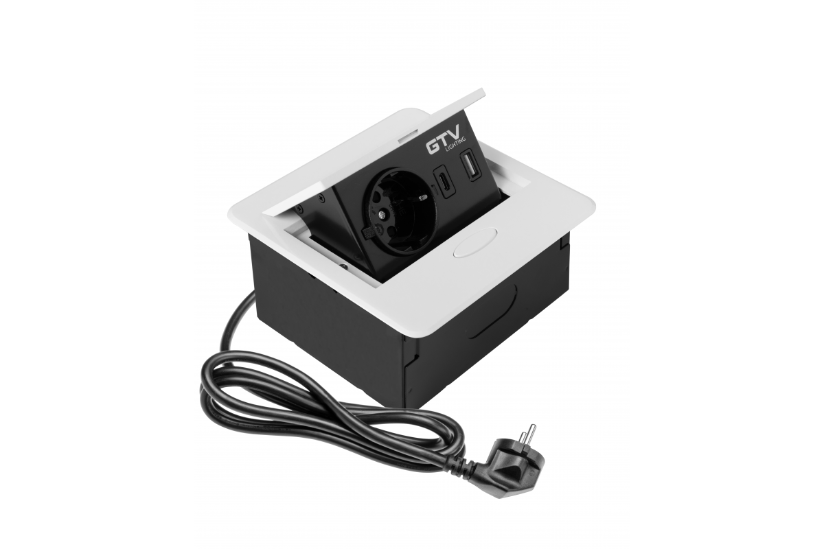 Vgradna vtičnica Avaro 1x Schuko in  1xUsb-A 1xUsb-C Bele barve