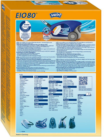 Swirl vrečke za sesalec EIO80