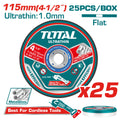25 kosov/komplet ultra tanke plošče za rezanje kovine 115x1x22,2 mm (TAC11011525) TOTAL