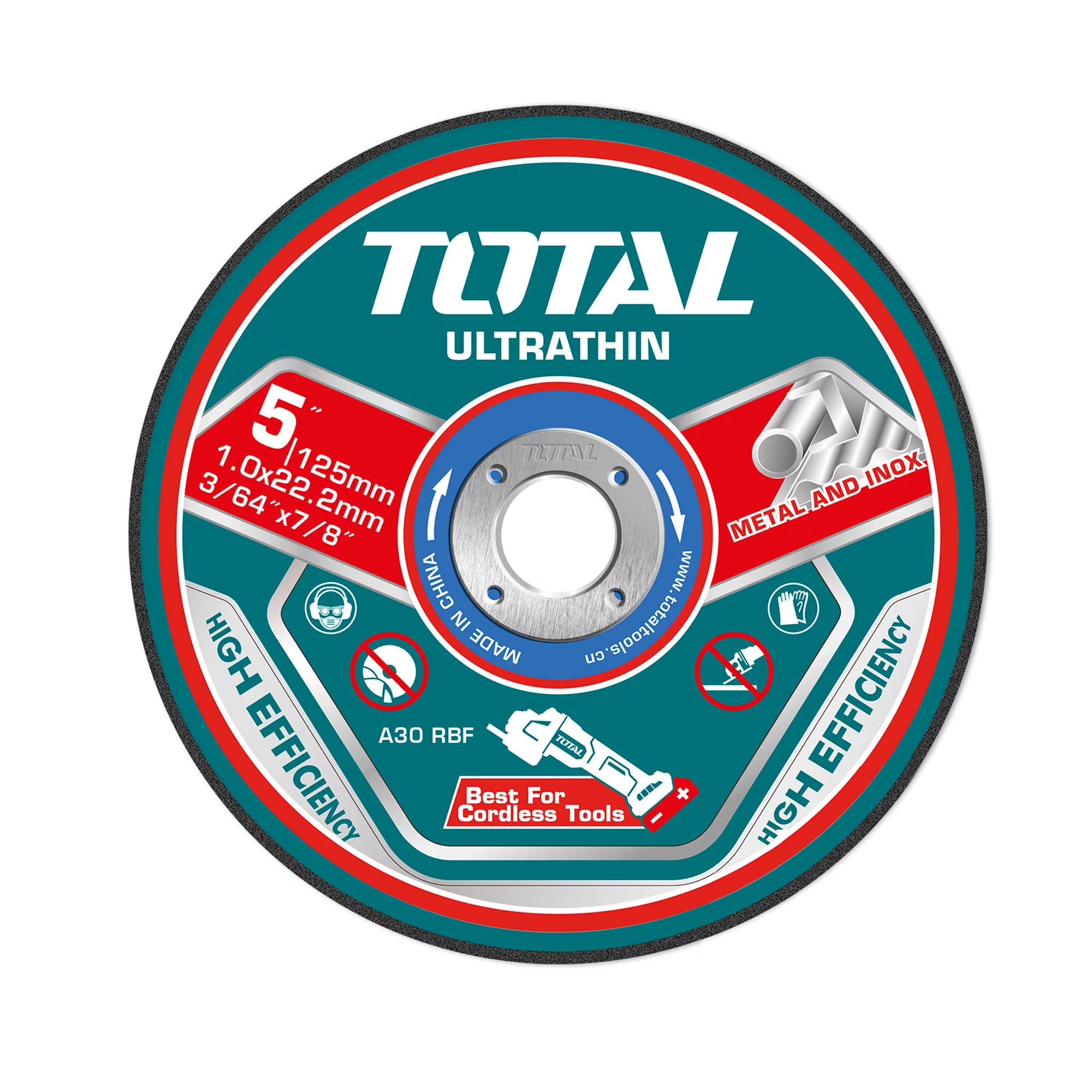 25 kosov/komplet ultra tanke plošče za rezanje kovine 125x1x22,2 mm (TAC21012525) TOTAL
