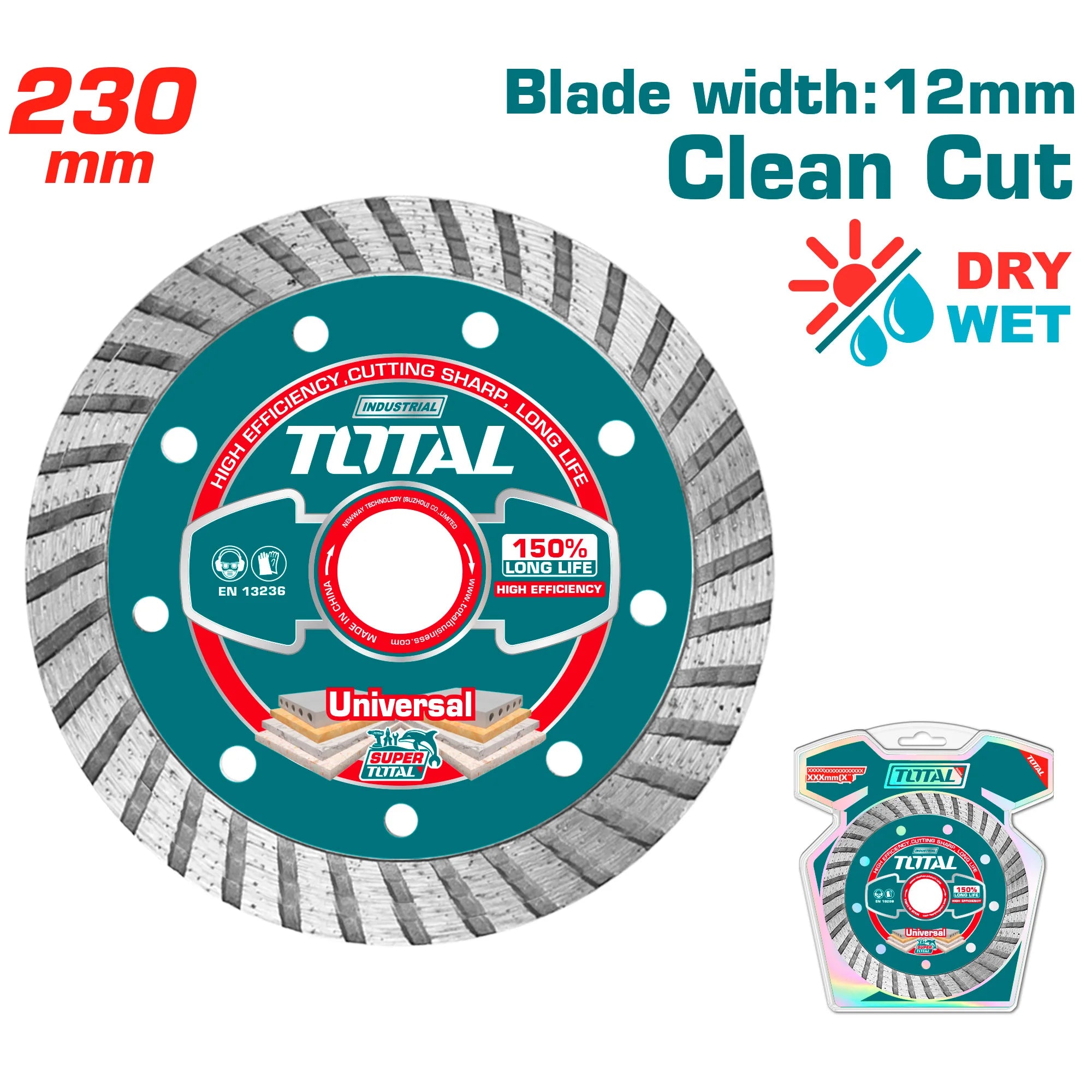 Turbo diamantna plošča 230×22,2mm, 12mm / INDUSTRIAL (TAC2132301) TOTAL