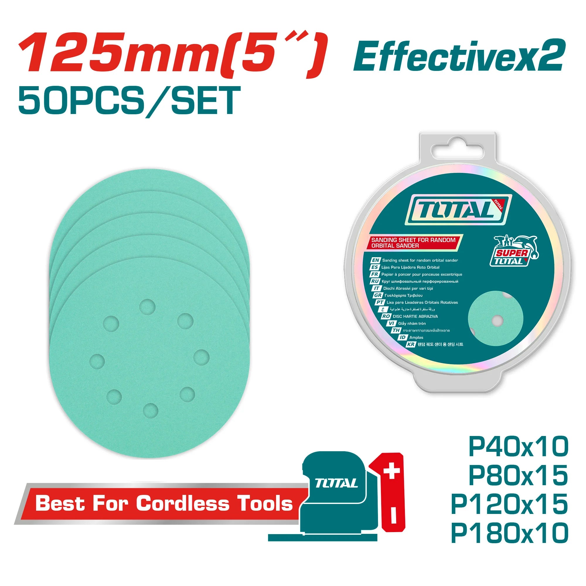 Brusilni list za ekscentrični brusilnik 125mm/50kos (TAC125050) TOTAL
