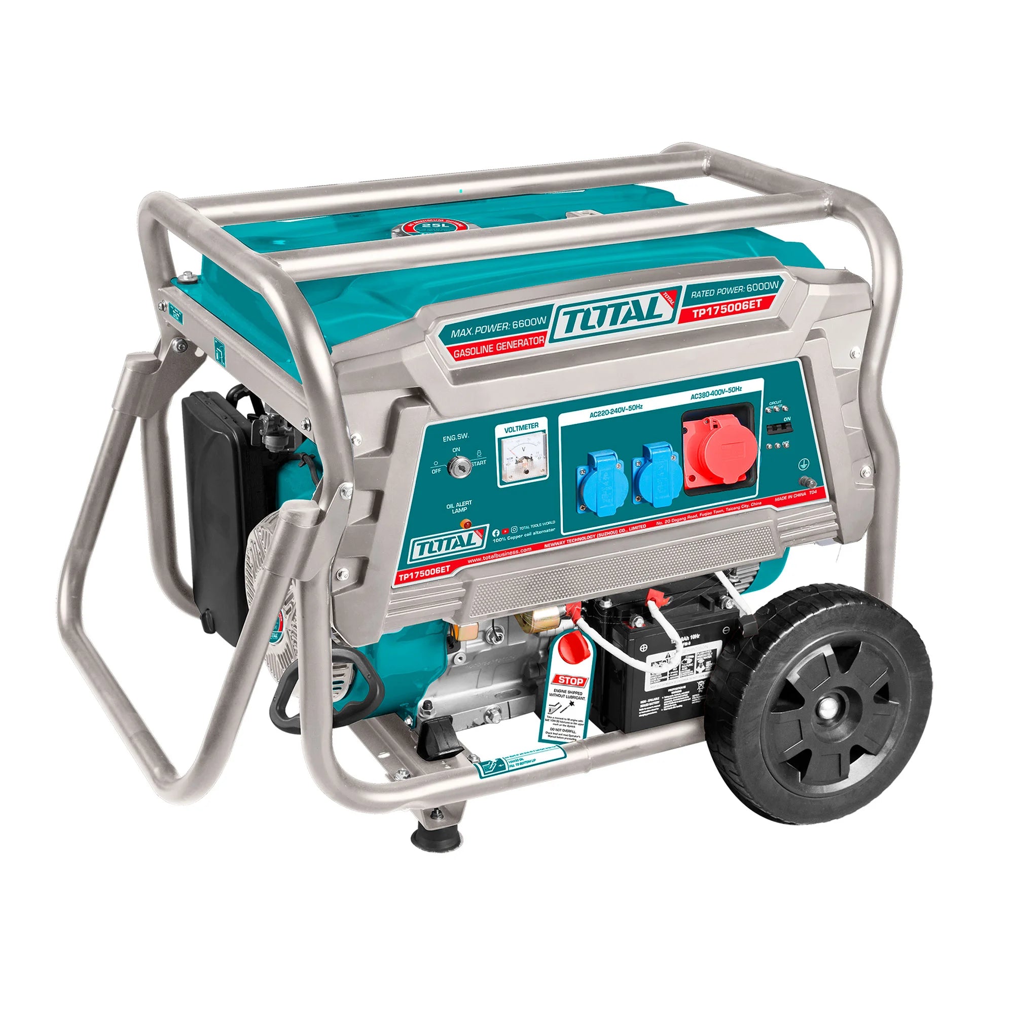 Bencinski generator 6,6kW, 25L/15KM/9ur/3000rpm INDUSTRIAL (TP175006ET) TOTAL