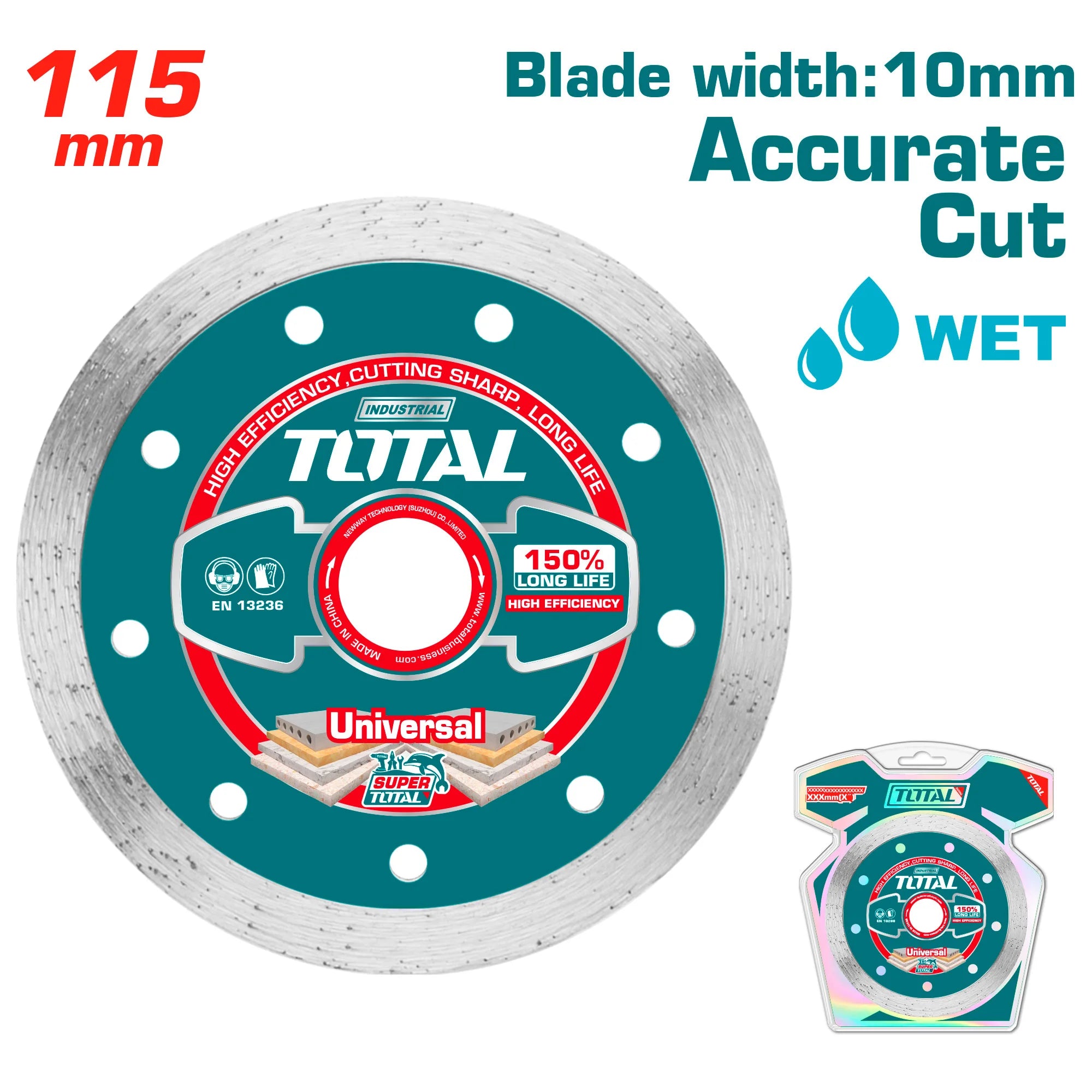 Suha diamantna plošča 115×22,2mm, 10mm / INDUSTRIAL (TAC2121151) TOTAL