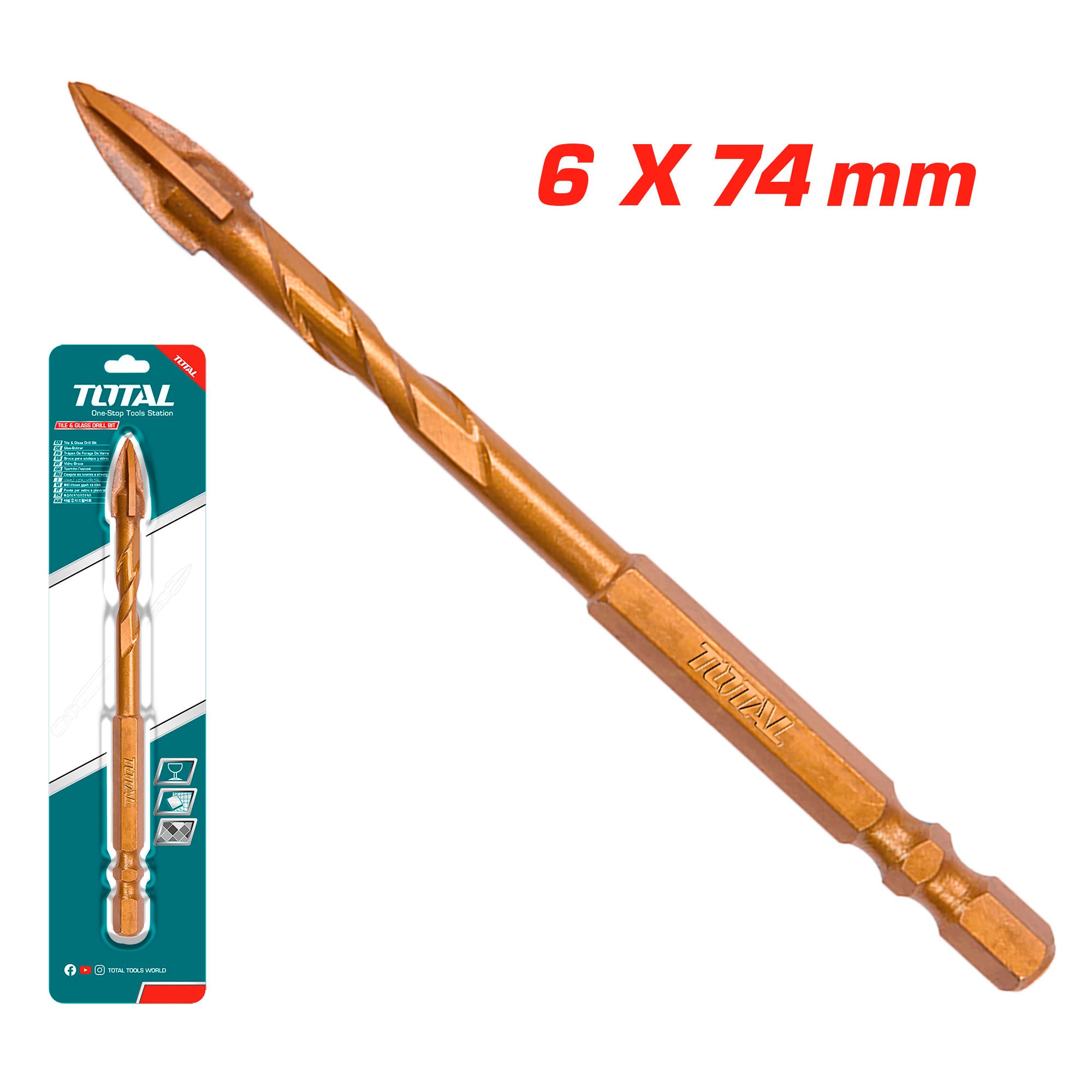 HEX Sveder za steklo, keramiko, ploščice 6x74mm /IND (TACG210612) TOTAL