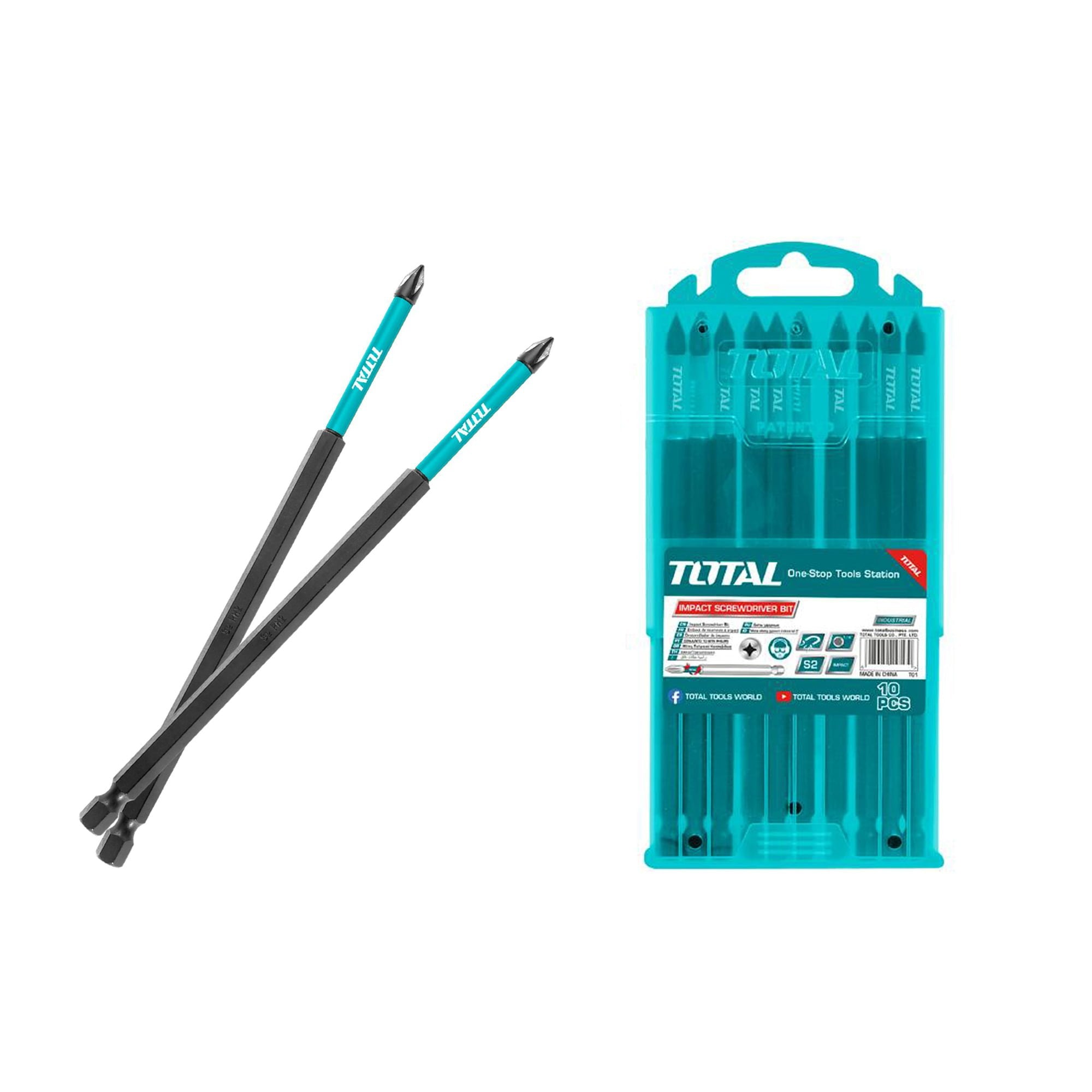 10-delni set udarnih nastavkov za izvijač 250mm / INDUSTRIAL (TACIM16PH1103) TOTAL