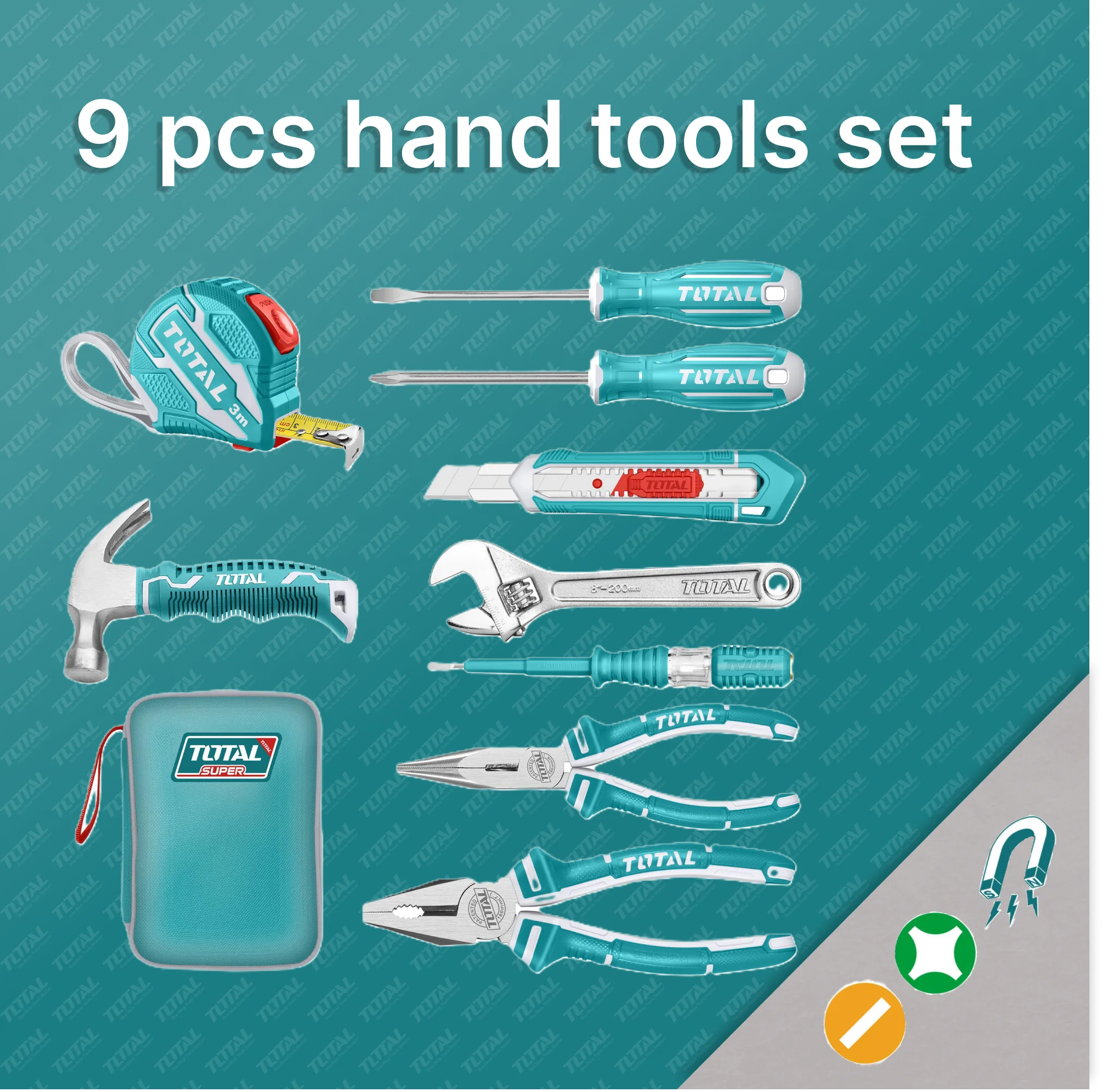 9-delni set ročnega orodja (THKTHP90097) TOTAL