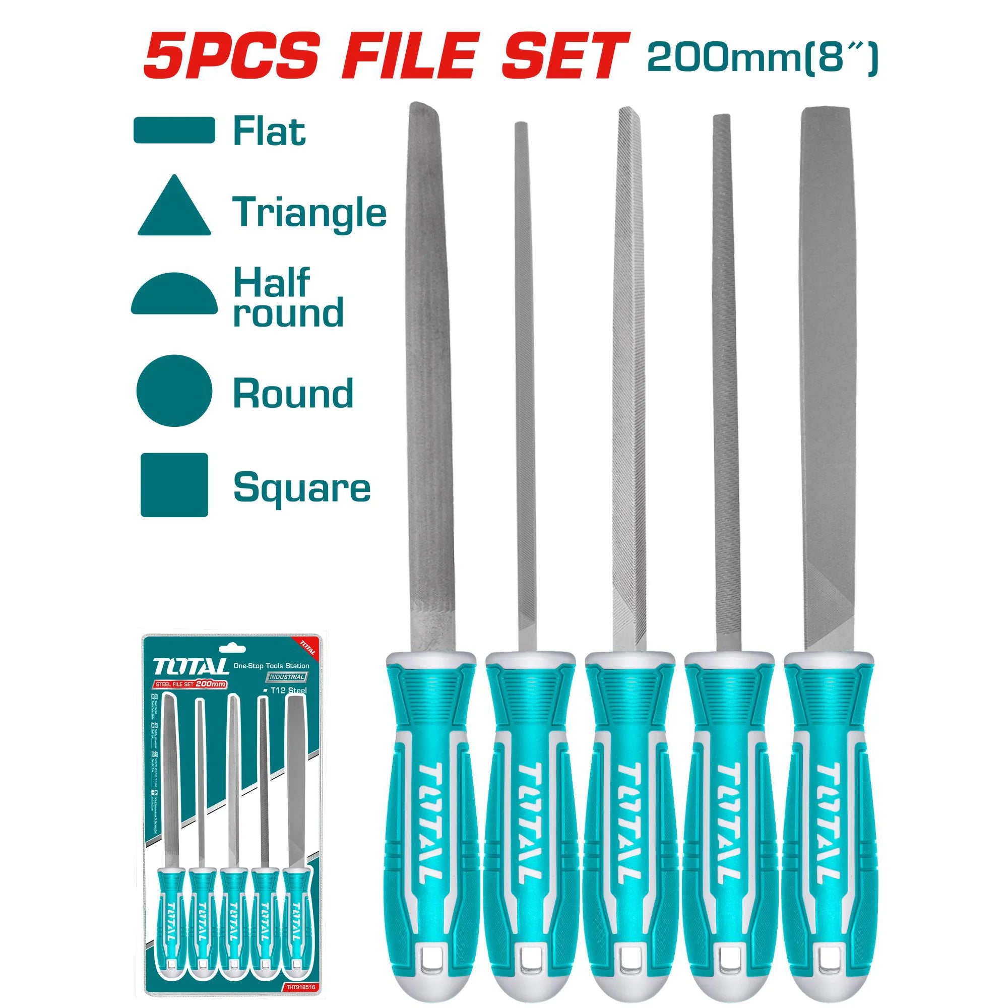 5-delni set jeklenih pil / INDUSTRIAL (THT918516) TOTAL