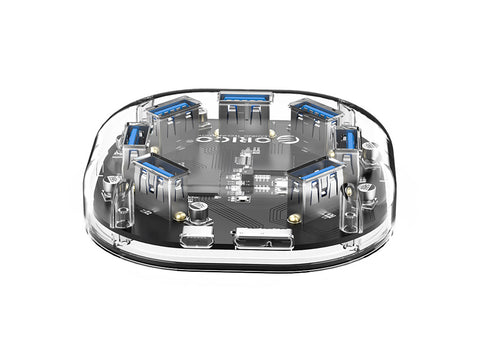 USB hub s 7 vhodi, USB 3.0, prozoren, ORICO H7U-U3