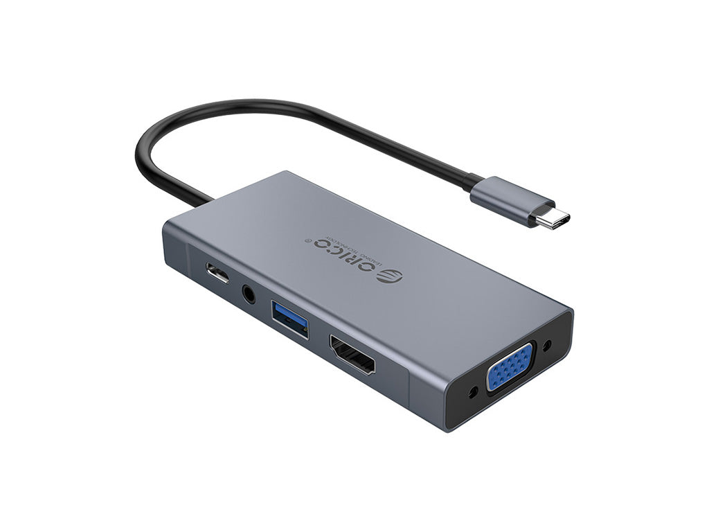 Priključna postaja USB-C, 5 in 1, USB 3.0, HDMI, VGA, avdio, PD 60W, ORICO MC-U501P